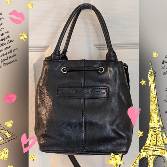 🎉🎉VINTAGE FOSSIL 75082 BLACK LEATHER BAG🌟🌟🌟 - Picture 3 of 6
